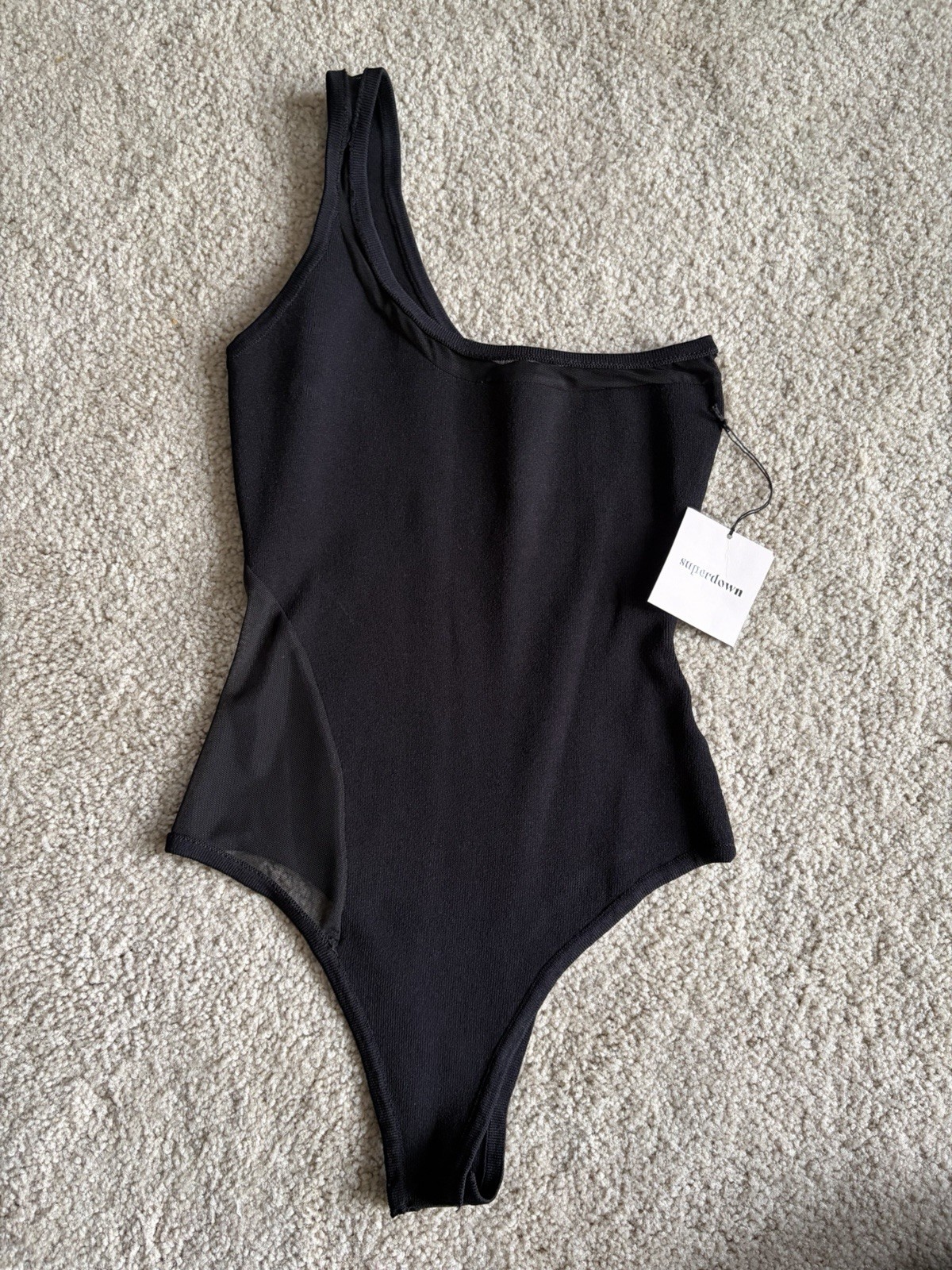 Superdown revolve black Karen one shoulder going out bodysuit size medium NWT
