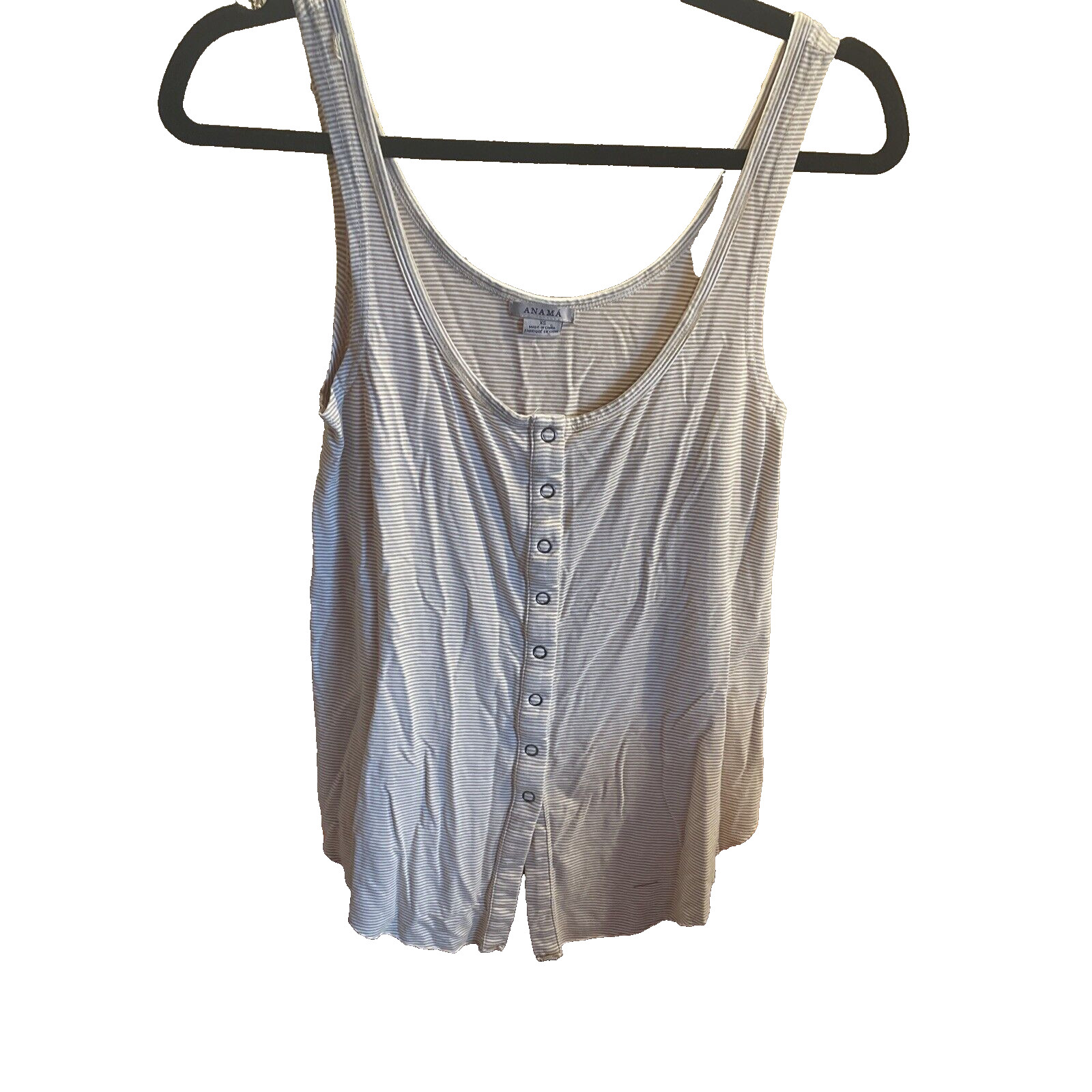 Anama White Tan Stripe Tie or leave flat Front Tank Top Size XS