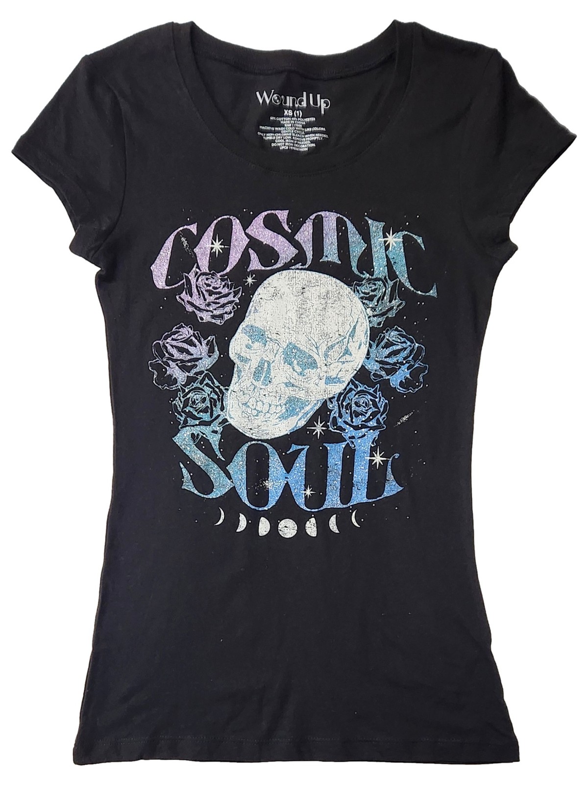 Wound Up Junior Womens Black Cosmic Souls T-Shirt Tee Shirt X-Small (1)
