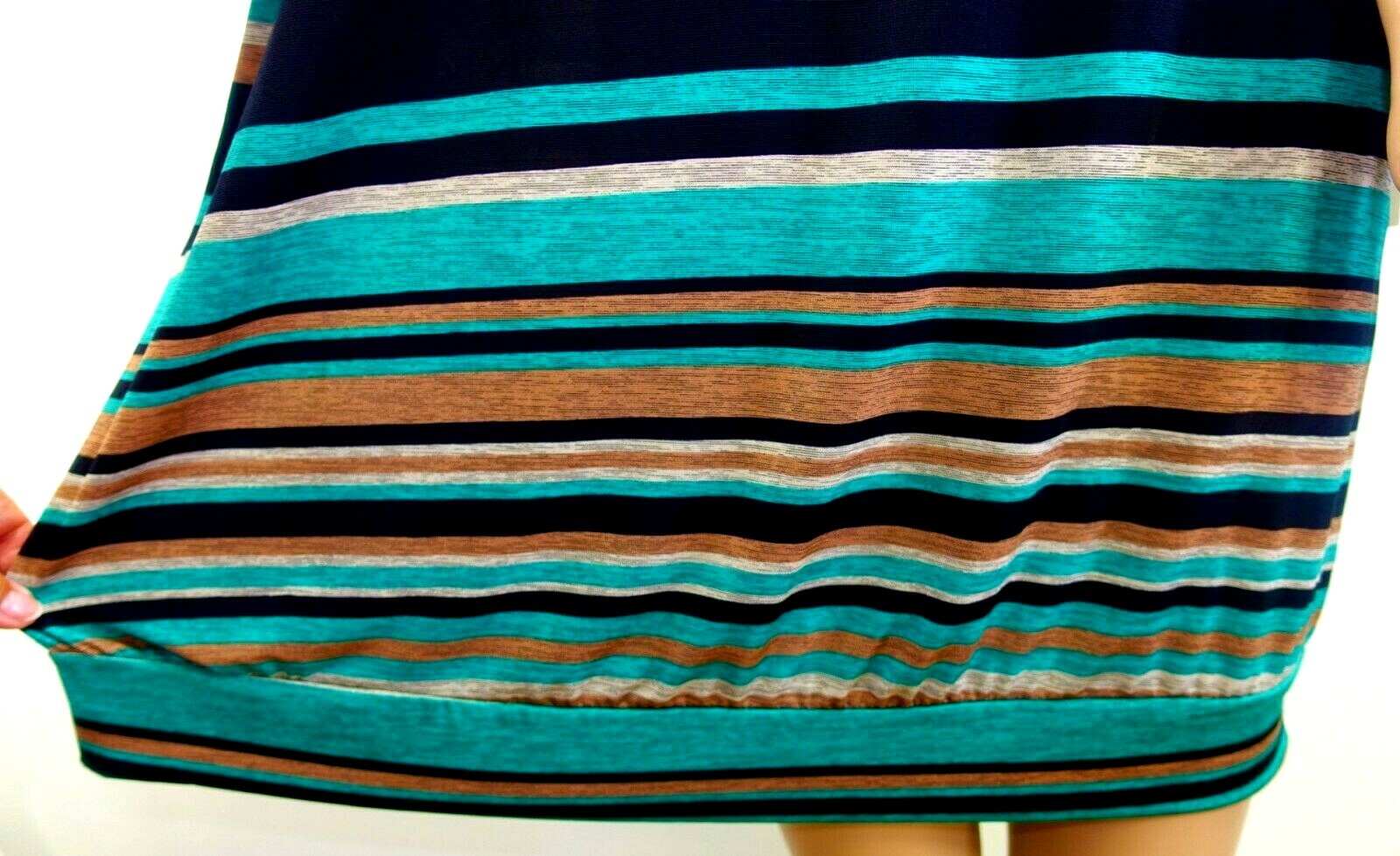 Lapis Women Plus Size 3x Green Black Striped Melange Tunic Top Blouse Shirt
