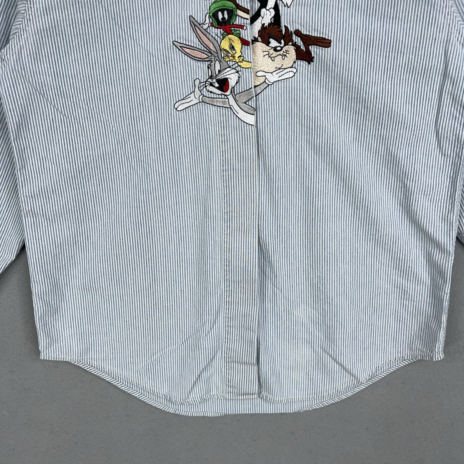 Vintage Warner Bros Shirt Small Striped Looney Tunes Bugs Taz Tweety Sylvester