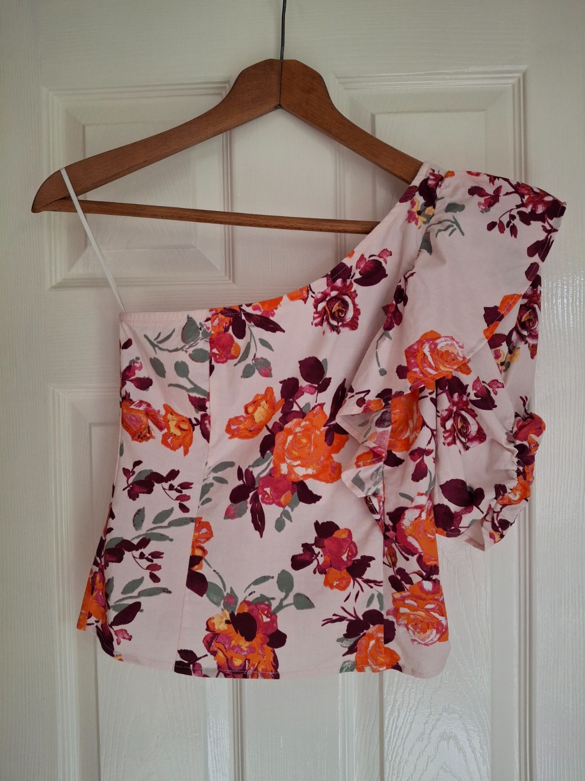 Stradivarius Women’s Pink Floral Blouse Size S Cotton Elastane Boho Summer Cute