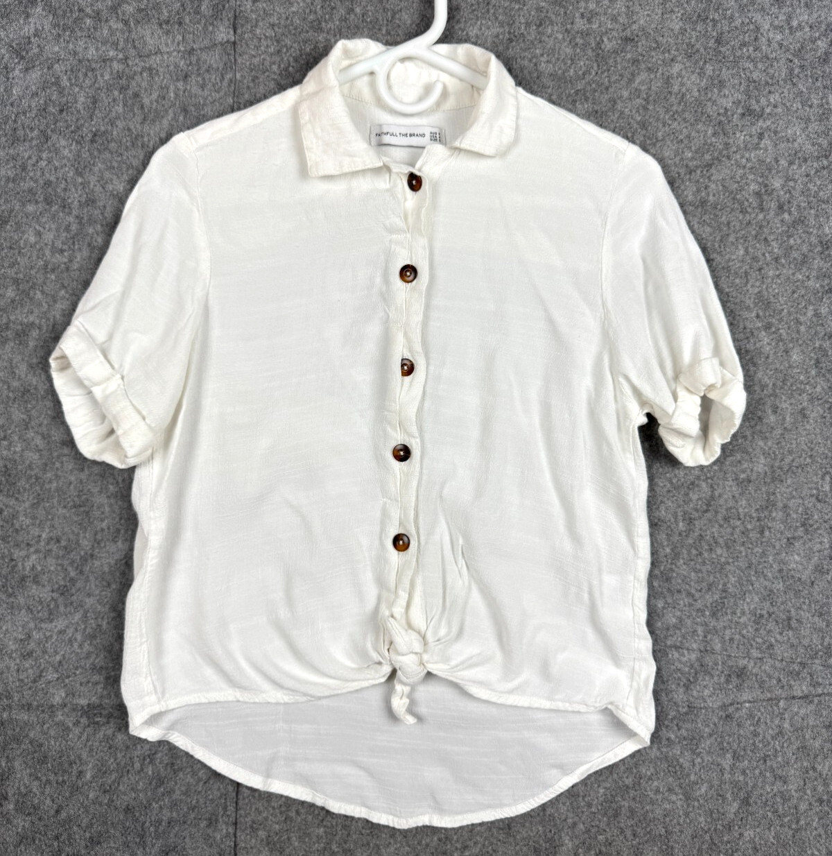 FAITHFULL THE BRAND Shirt Top Women’s 4 / Small White Button Up Front Tie Crop