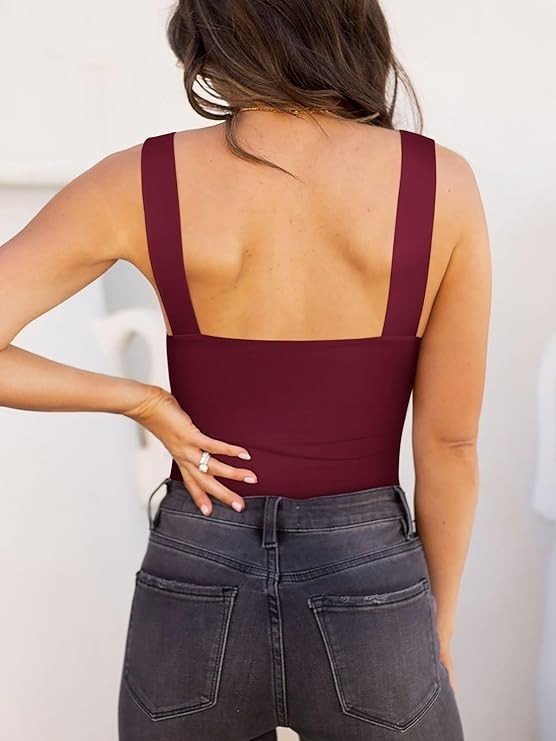 REORIA Butsmooth Womens Sexy Square Neck Sleeveless Tank Top Bodysuit 2XL 01