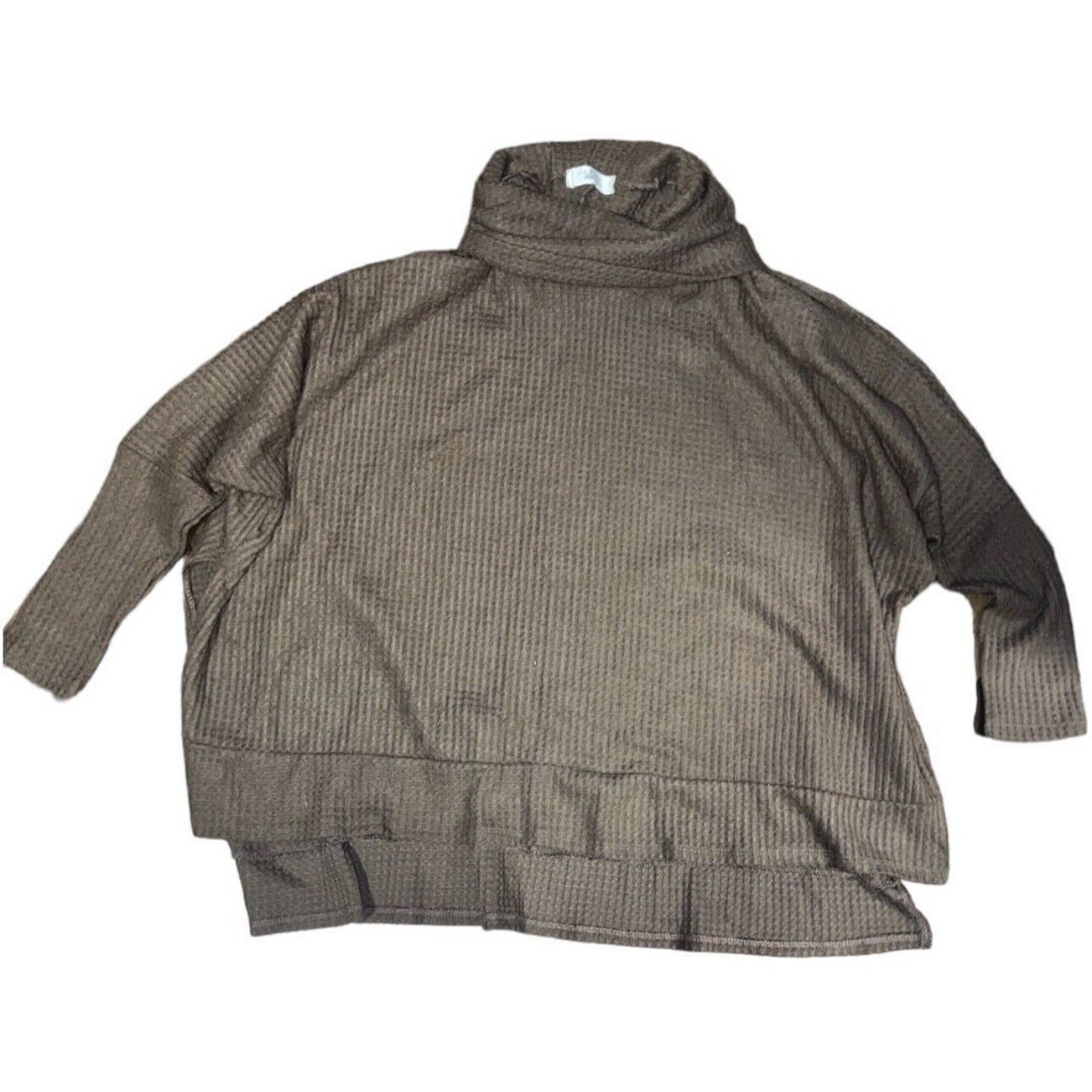 Talulah Women’s Brown Oversized Waffle Knit Top Cowl Neck Long Sleeve Size Small