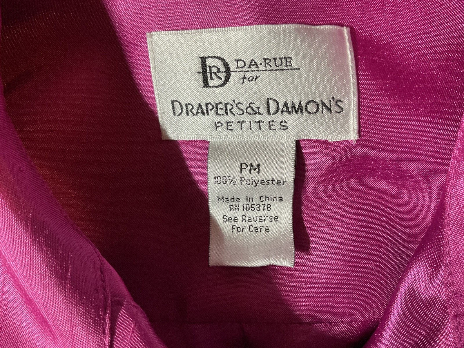 Draper’s & Damon’s Women’s Pink Button Down Blouse 3/4 Sleeve Size PM -B41