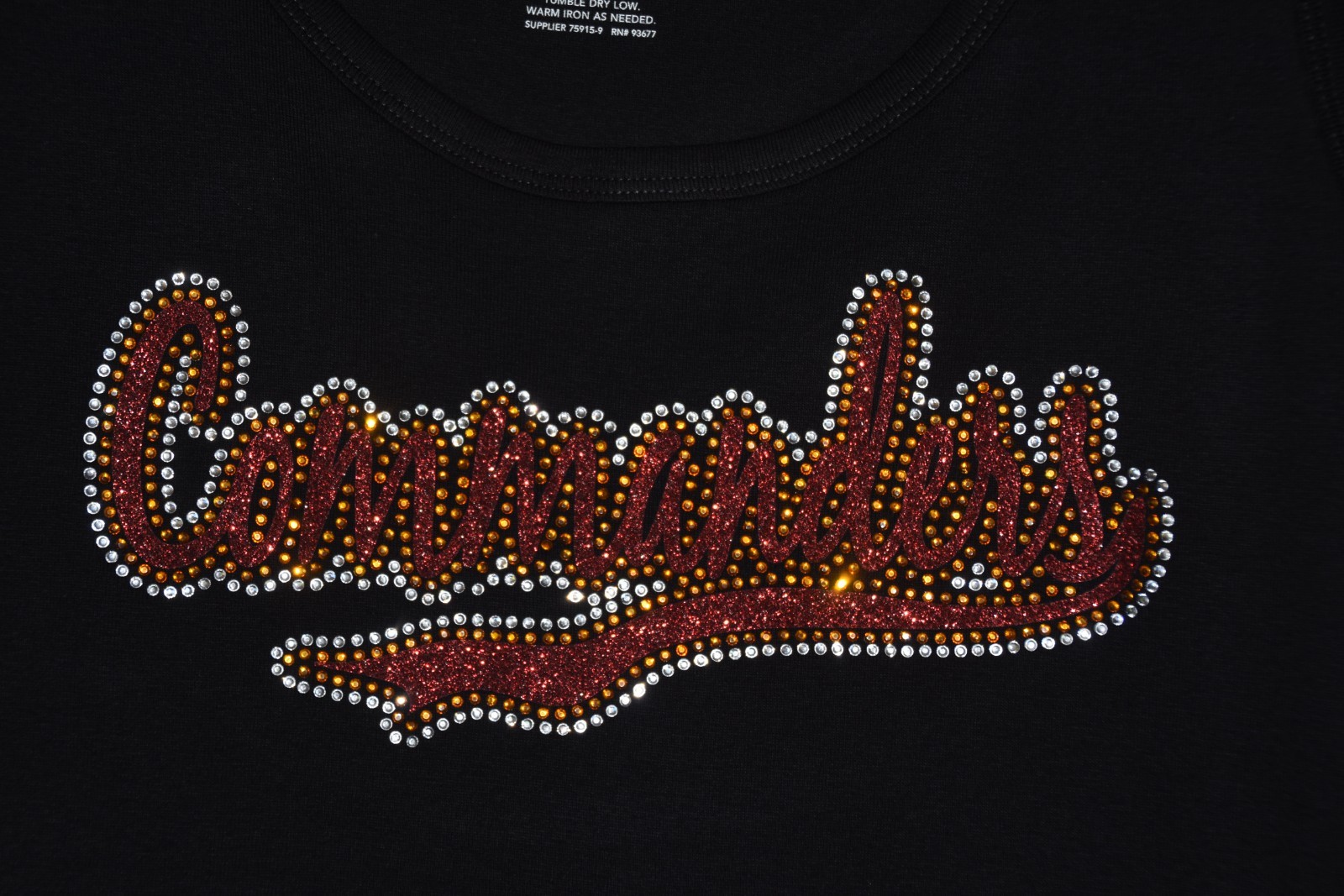 Commanders glitter & rhinestone shirt or tank XS S M L XL XXL 1X 2X 3X 4X 5X