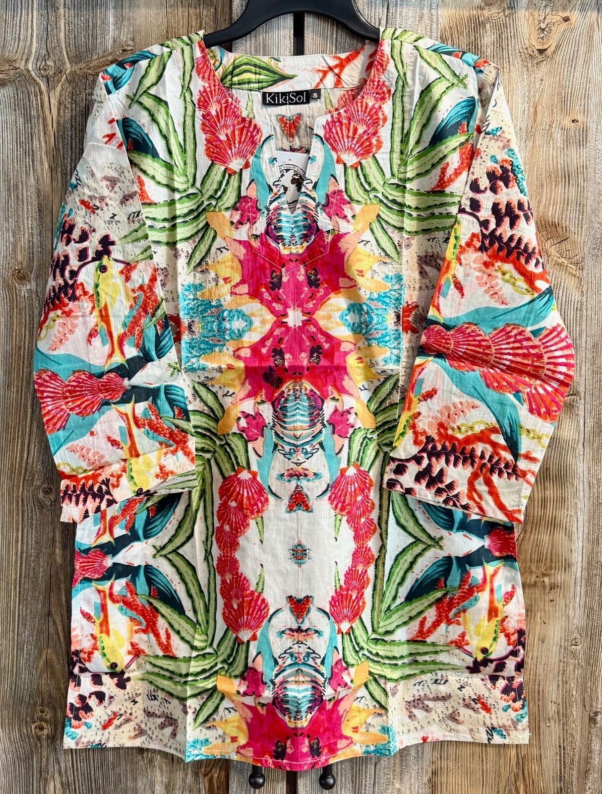 Kikisol White Tropical Tunic Top #142