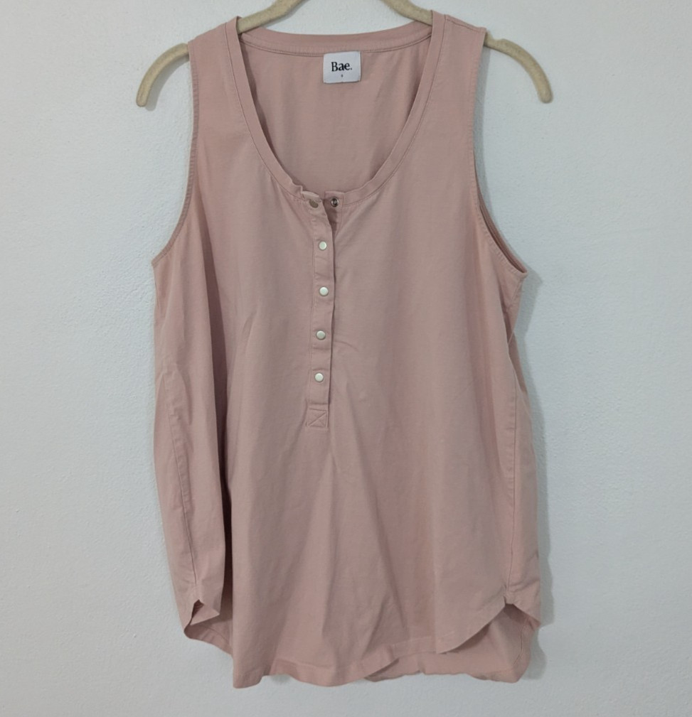 Bae. Maternity The Happening Nursing Tank Top Snap Front Blush Pink Small S