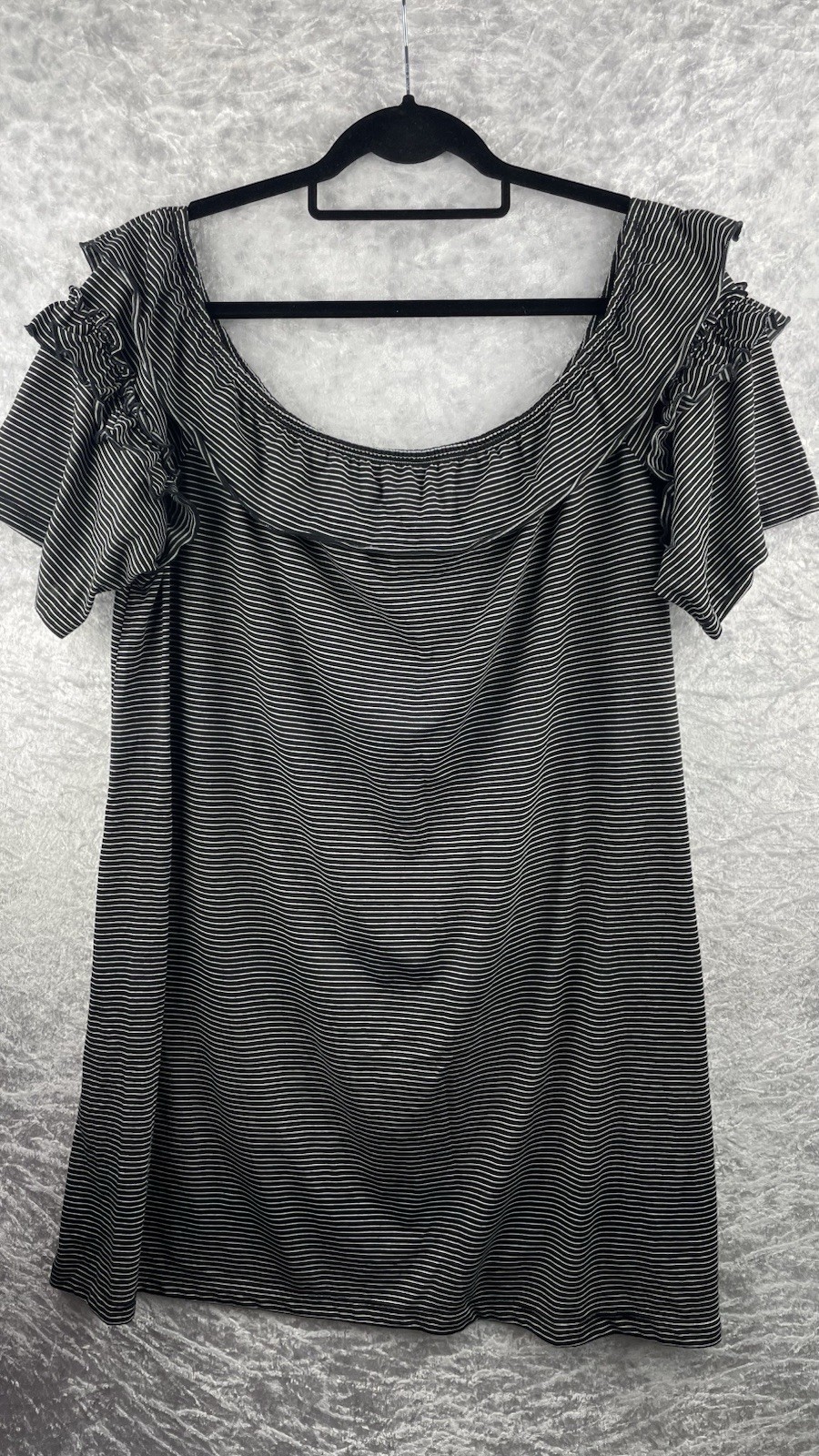 Papaya Size XL 20-24 Black & White Stripe Off Shoulder Tunic Swing Top Soft
