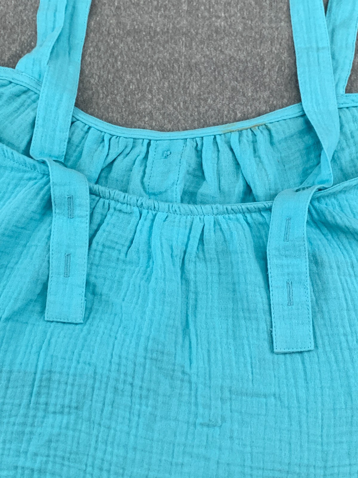 Colsie Crepe Cropped Top Womens XL Teal Blue Adjustable Straps Flow Artsy Boho