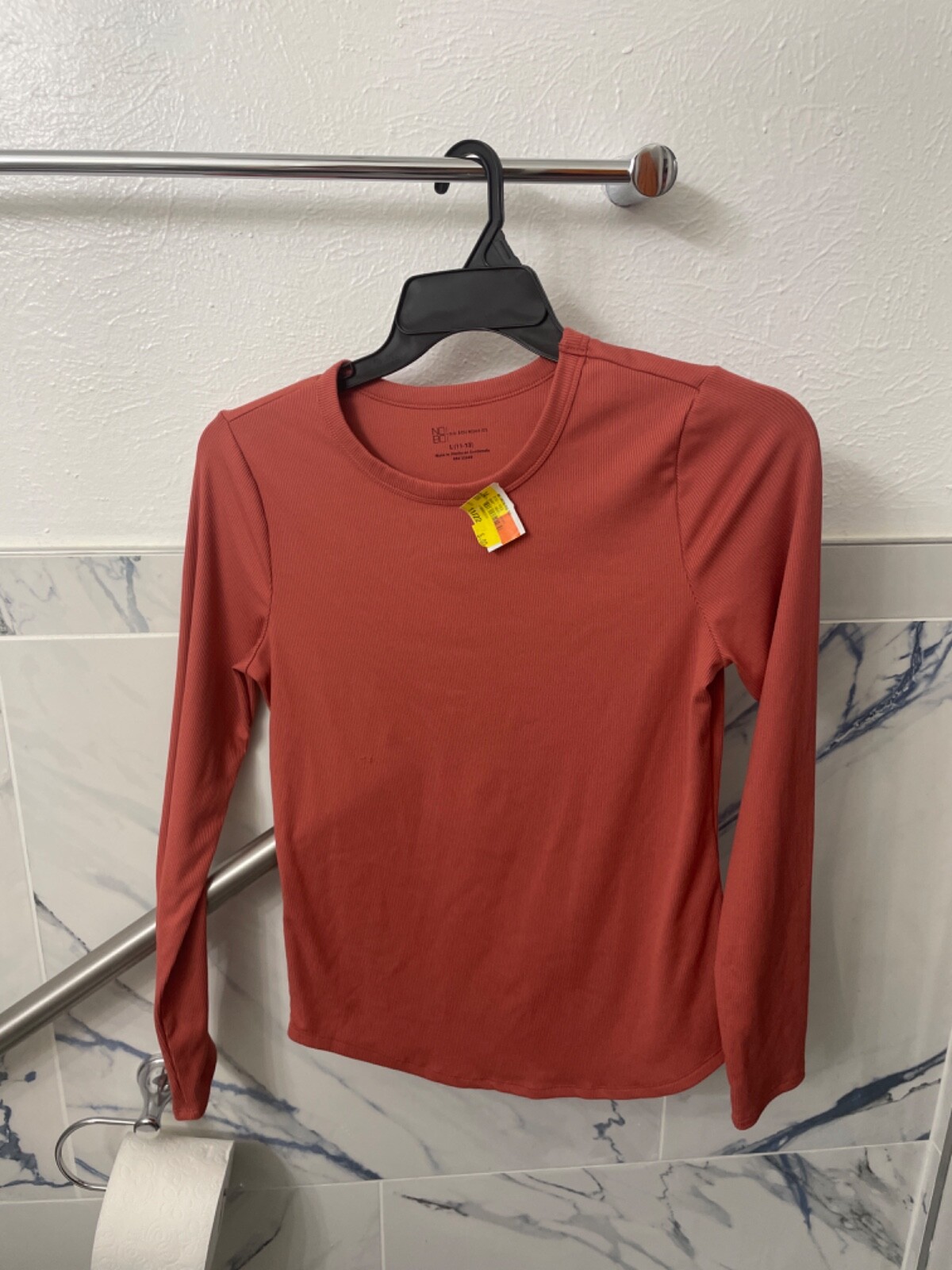 tee crew rib L woman red brown
