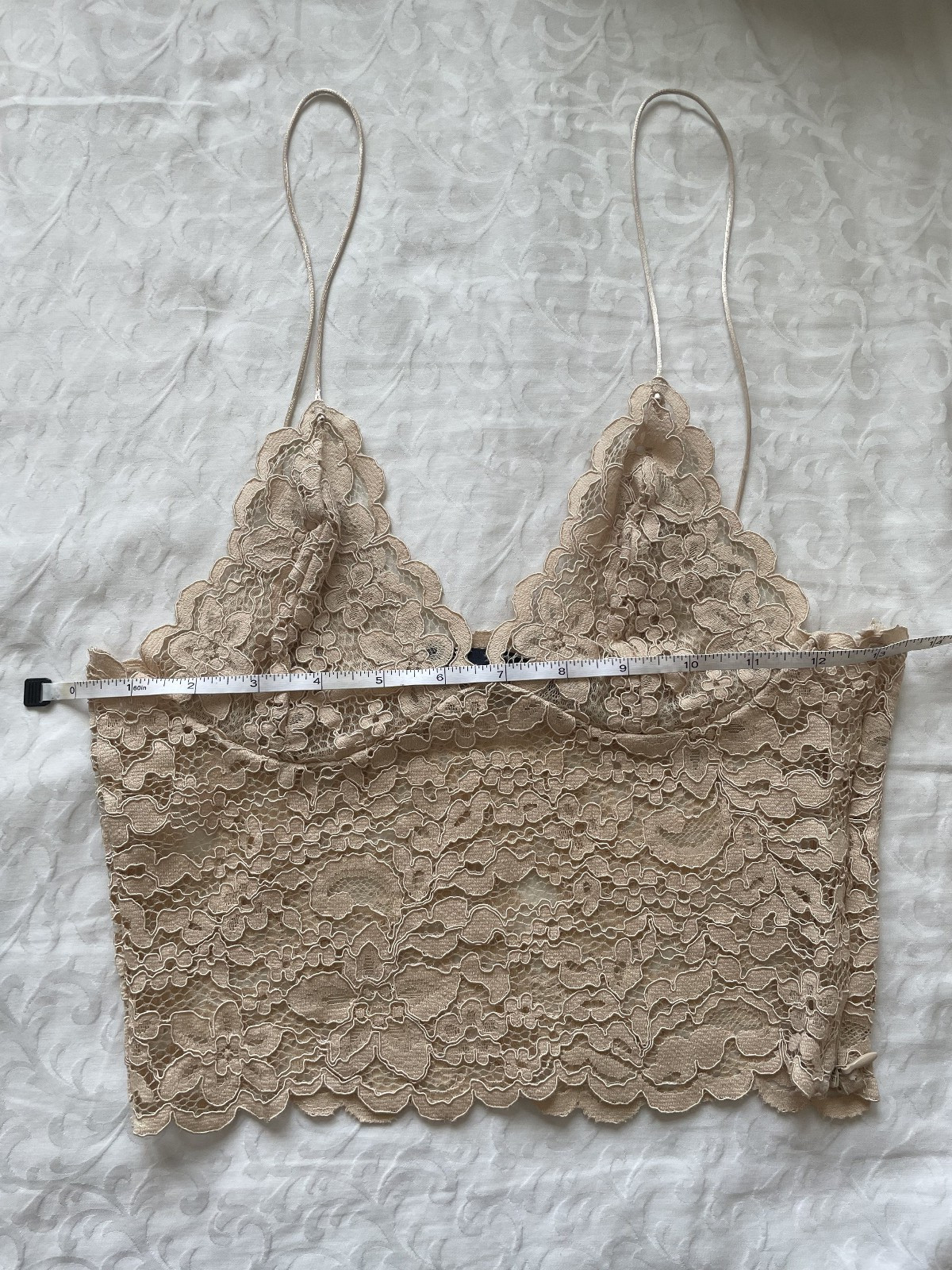 Zara Guipure lace cropped camisoles set of two: in light nude and navy size S