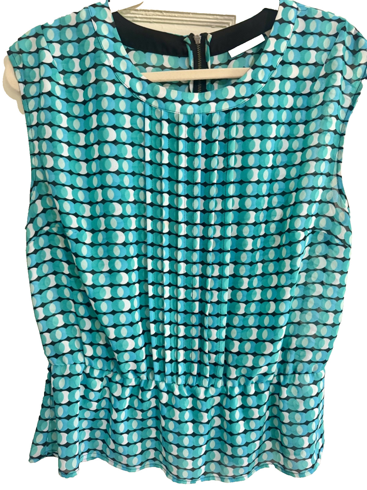 Halogen Retro Mod Pring Blouse Womens Sleeveless Career Top Petite Large