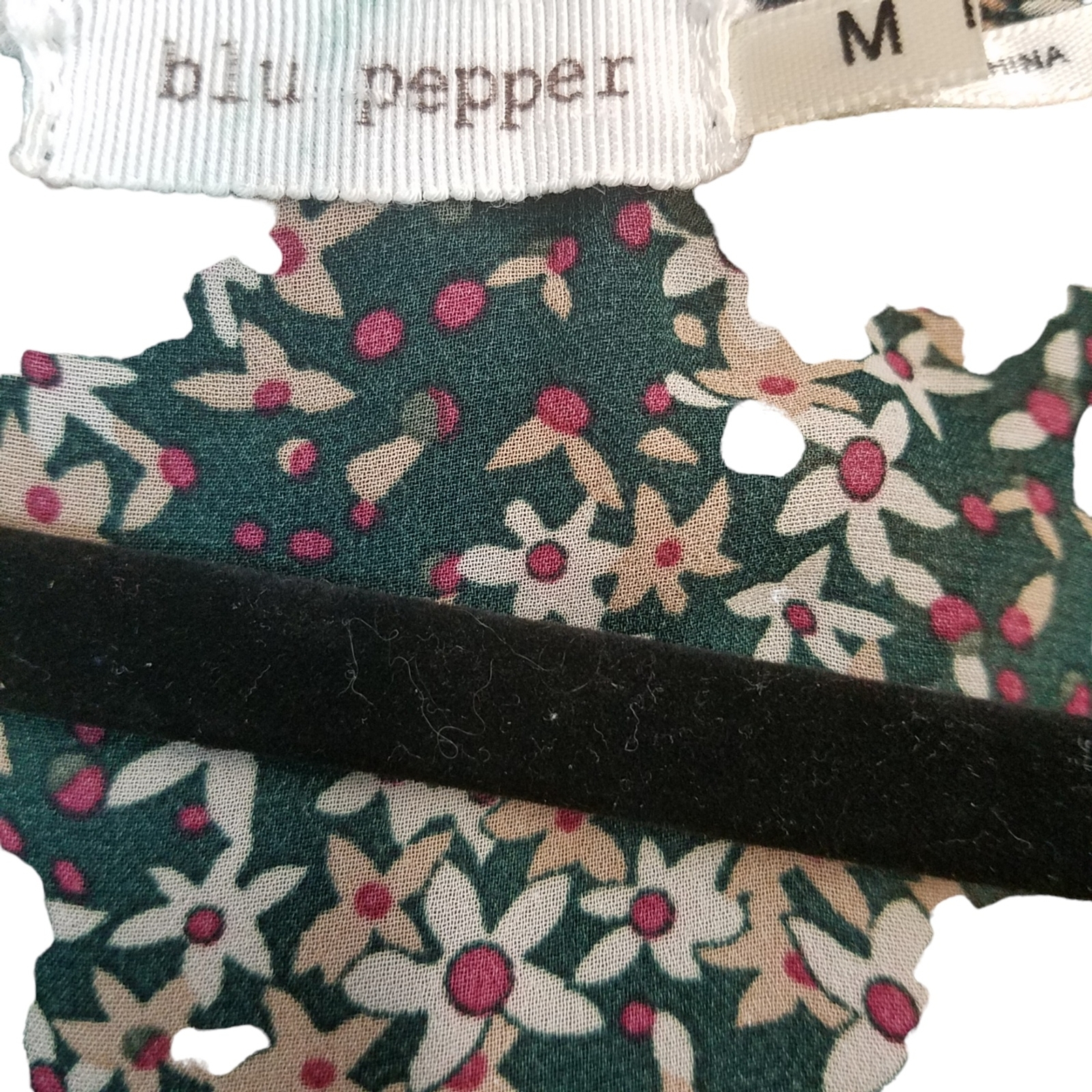 Blu Pepper Womens Sz M Green Floral Short Sleeve Long Blouse