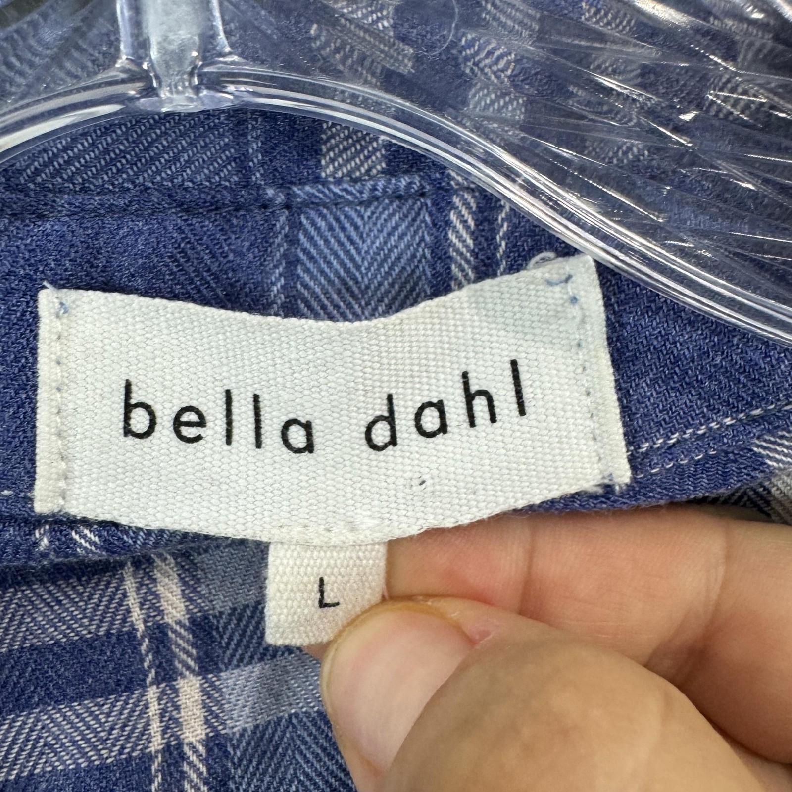 Bella Dahl Blouse Women’s Large Blue Plaid Button Up Long Sleeve Rayon Acrylic