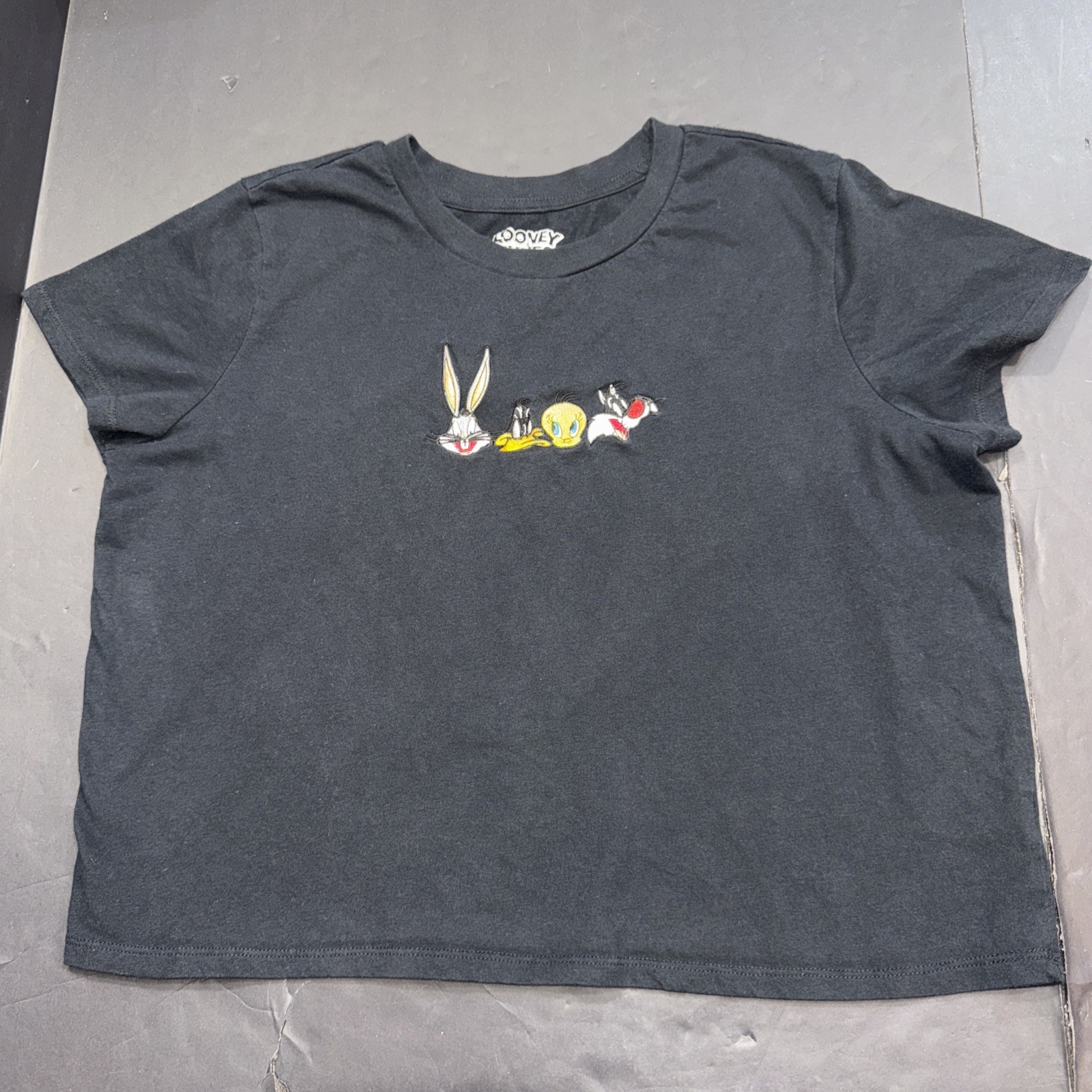 Warner Bros Looney Tunes Character Shirt Embroidered Pocket Black Unisex XL