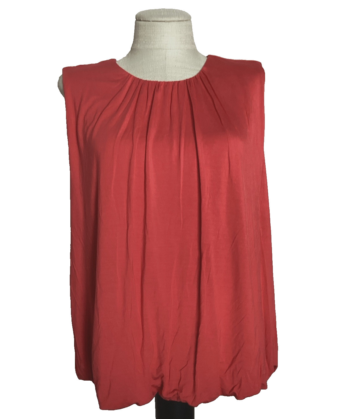 TIME AND TRU Red Stretchy Bubble Hem Sleeveless Knit Top Sz L*