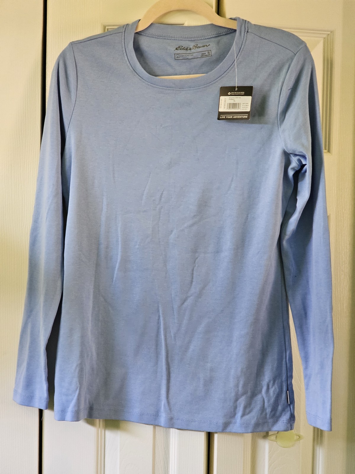 NWT Eddie Bauer Women’s XL Long Sleeve Favorite Crew Tee Peakblue