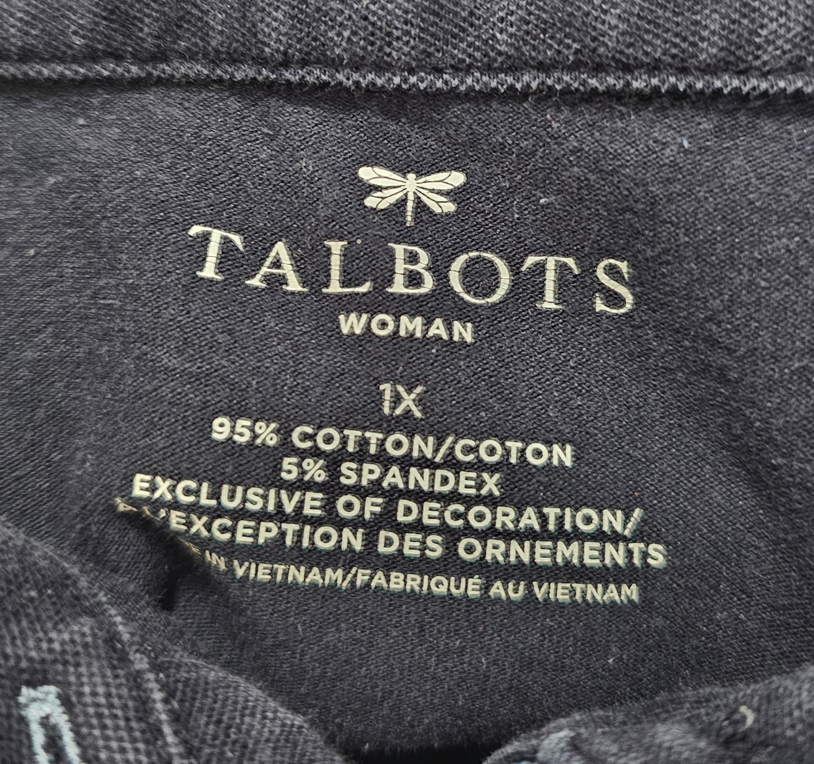 Talbors Womens Top Partial Button Navy Blue Pink Flamingos Cotton Spandex 1X