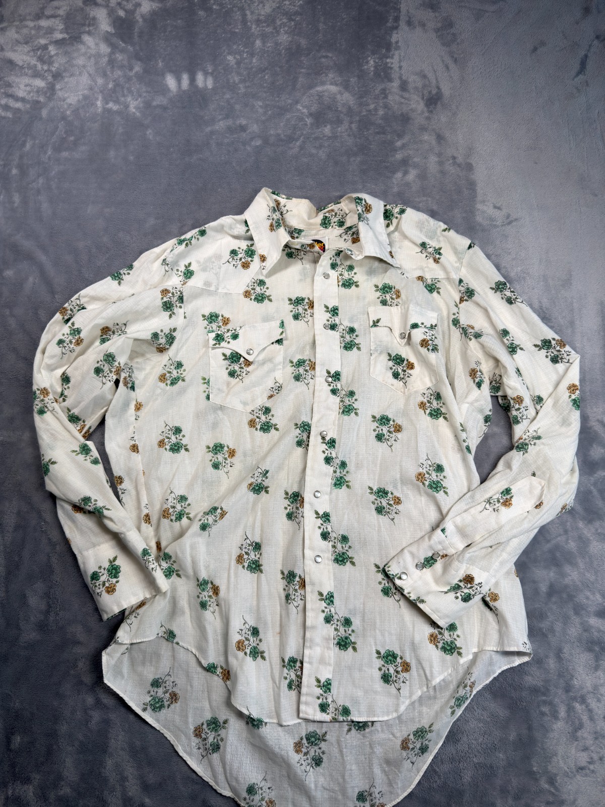 Vintage Miller Miller Western Shirt Mens XL White Floral Pearl Snap Denver USA