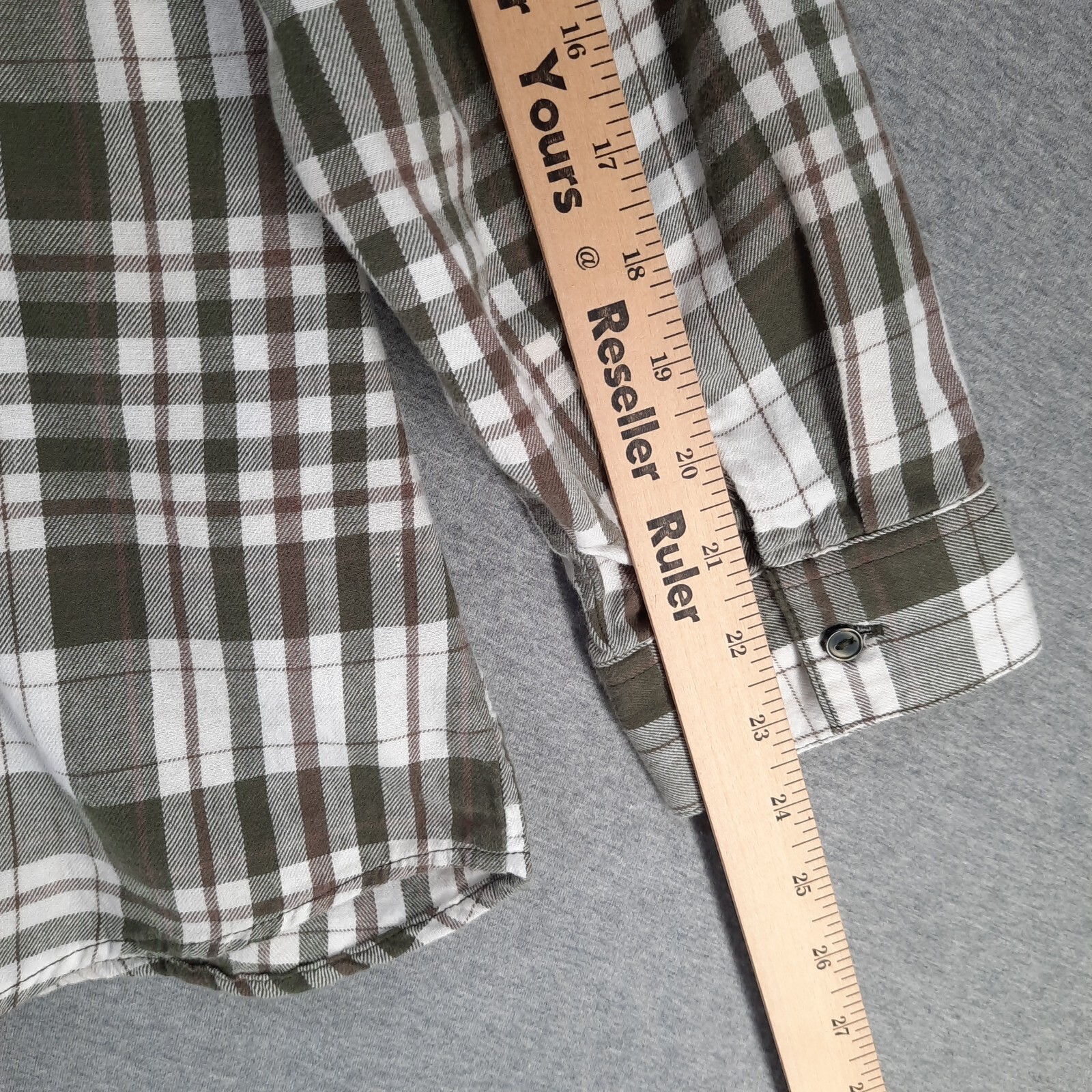 Erika Shirt Women 1X Green White Brown Plaid Lightweight Flannel Cotton ESME