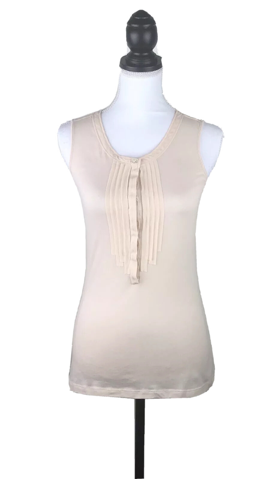 GAP Yellow Cotton Sleeveless Lace-Strips Partial-Button-Front Top Sz Small