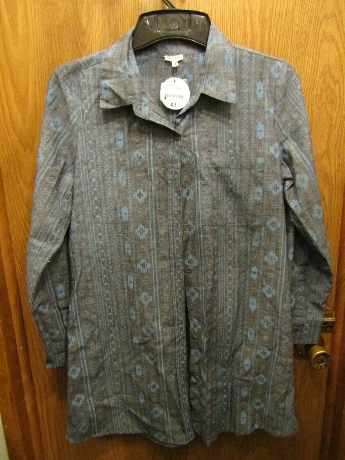 NWT WOMENS EN CREME BLUE SOUTH WESTERN LONG SLEEVE SHIRT SIZE S