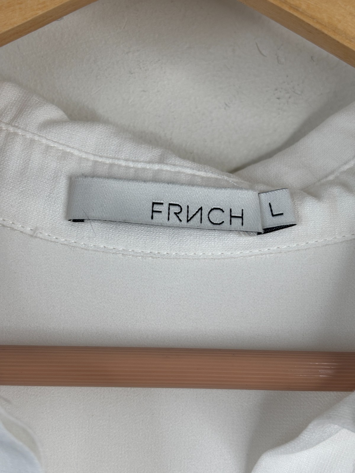 FRNCH Paris White Oversized Tunic L Button Down Long Sleeve High Low Minimalist