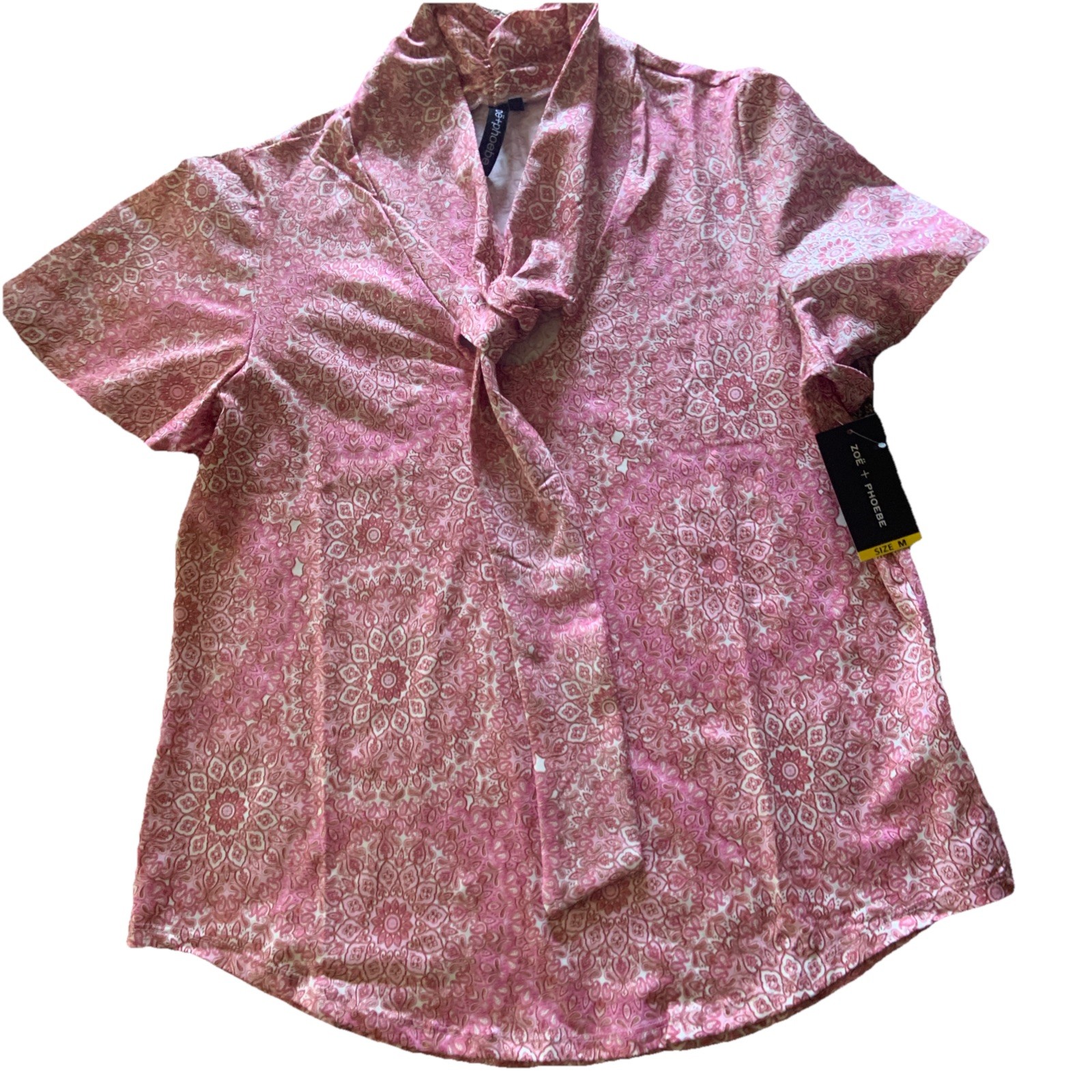 ZOE+PHOEBE Women Blouse Pink Flowers Print Size Medium NWTS