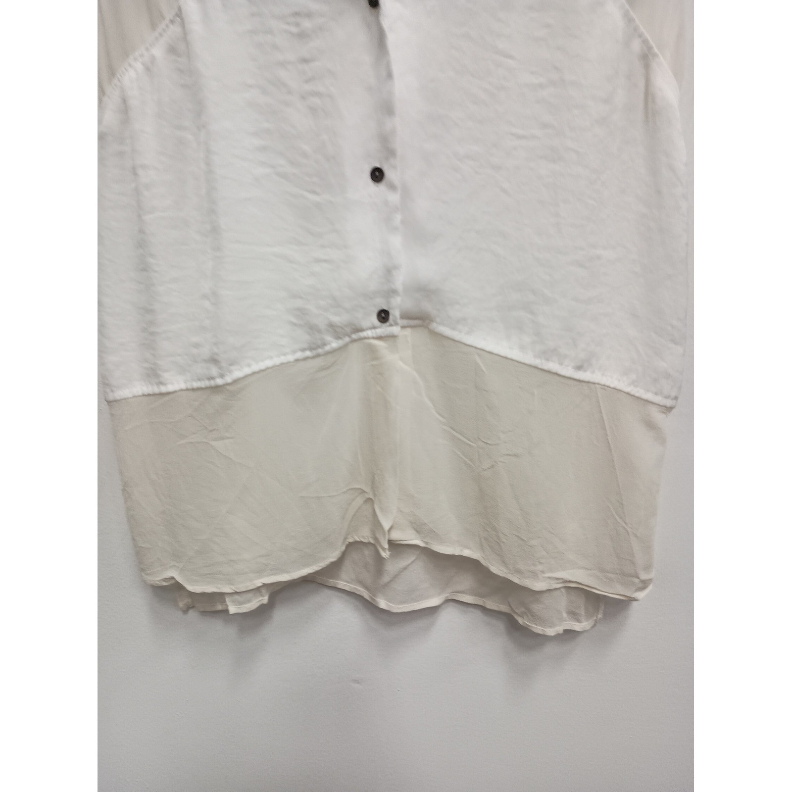 Laila & Savannah Silk Sleeveless Top Womens Small White Cream Sheer BOHO