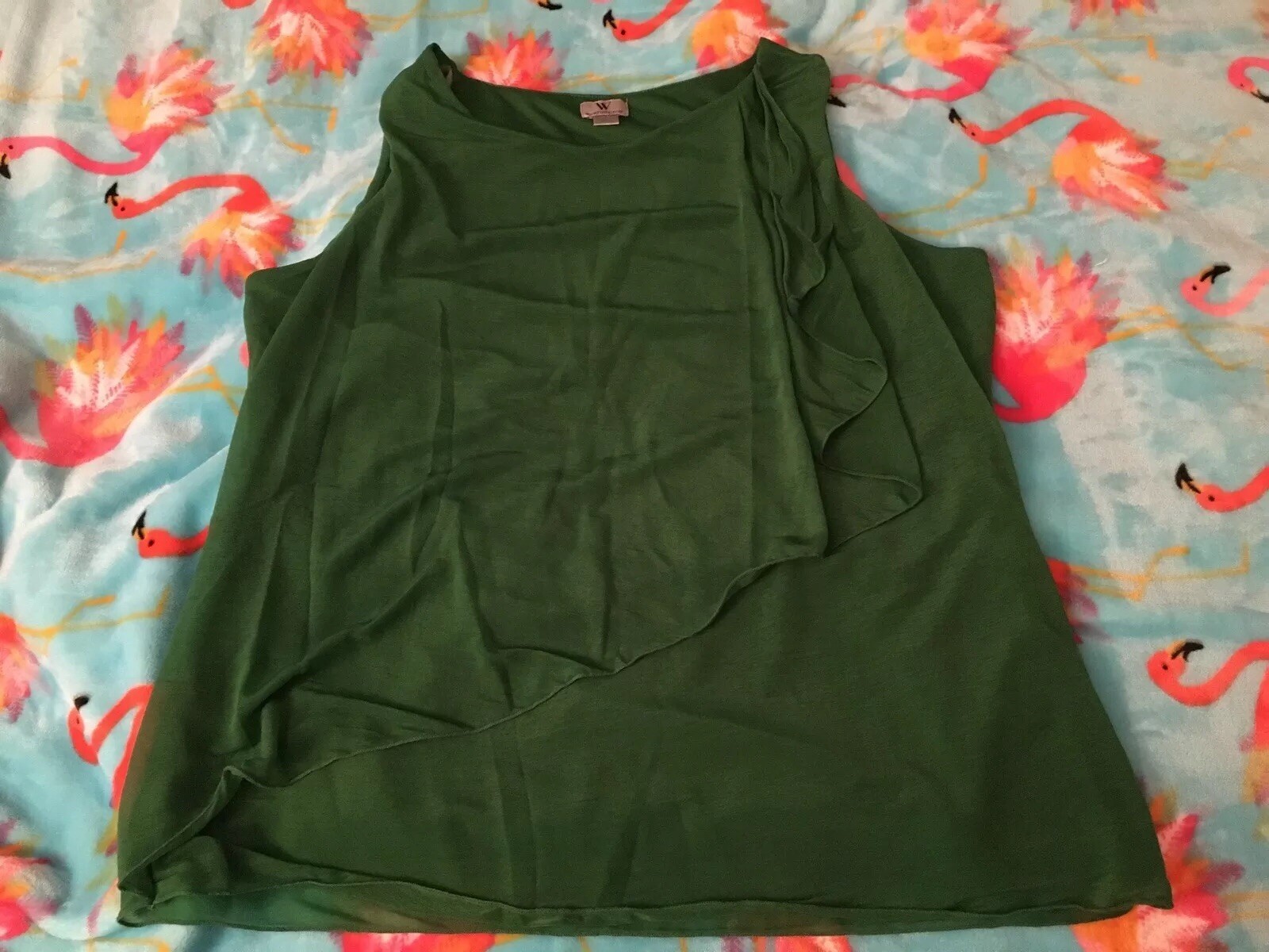 NEW Worthington Womens Large Sleeveless Green Blouse Lightweight