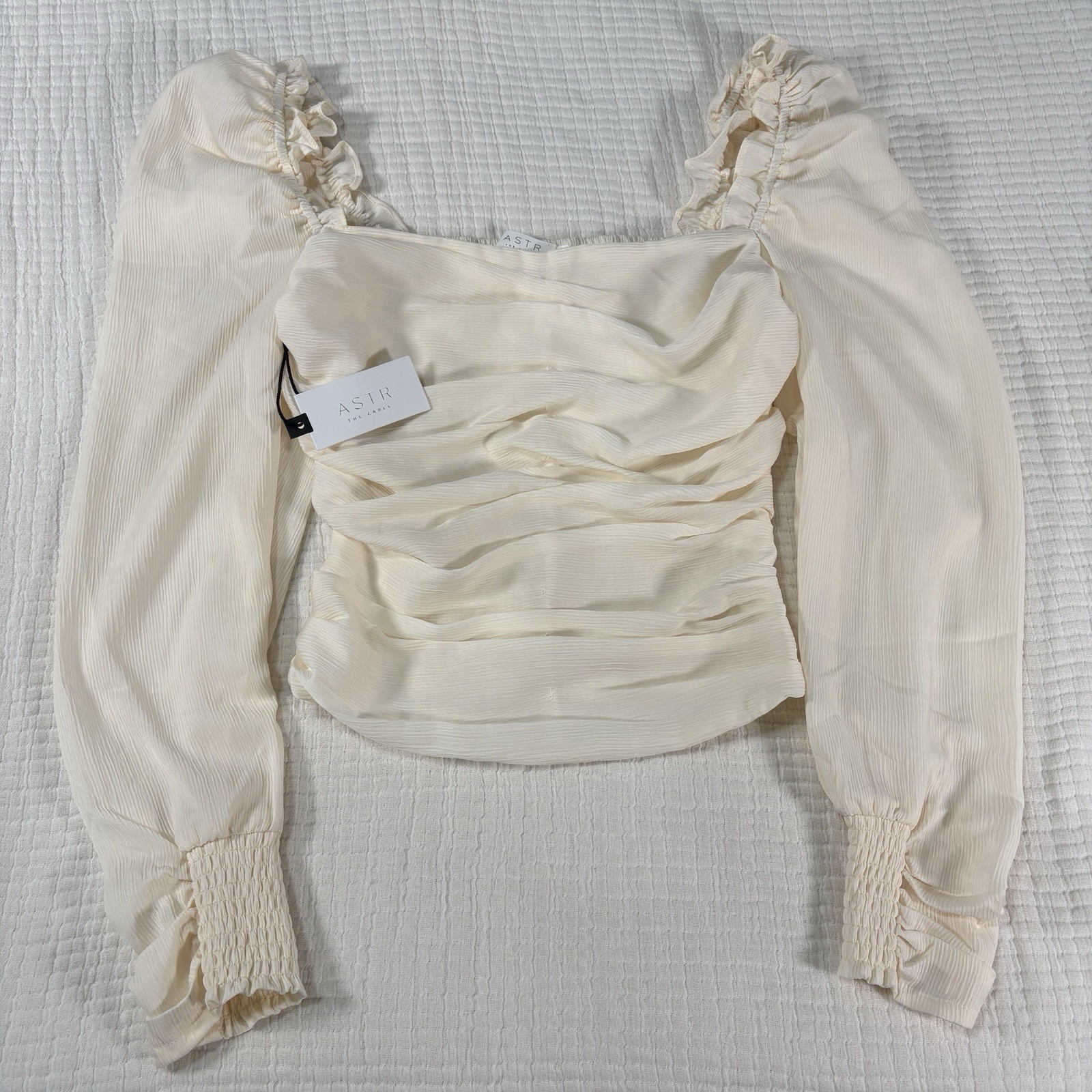 ASTR The Label Ruched Puff Sleeve Top Womens Small Fairy Boho Celestial Y2K NEW