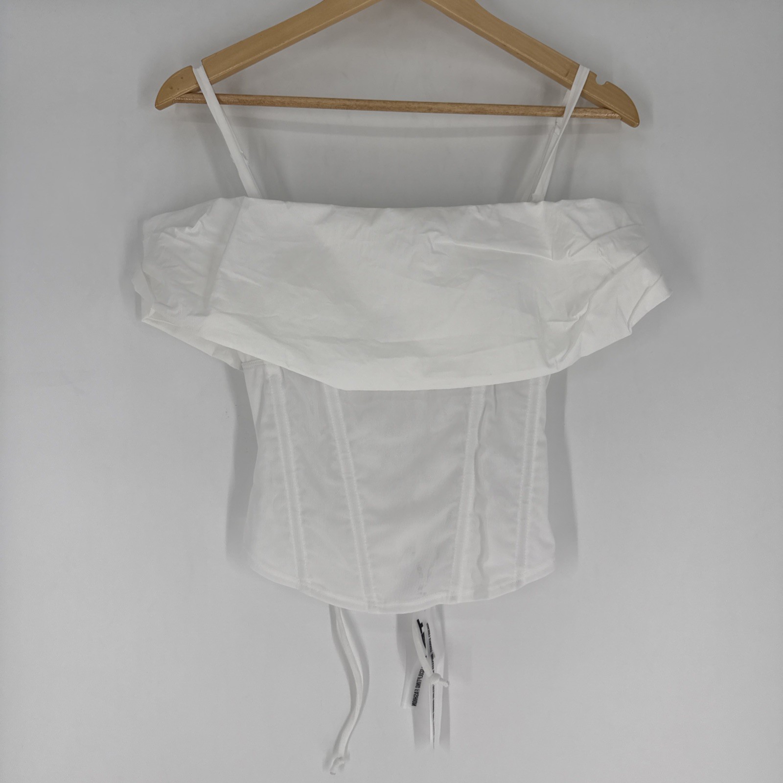 TAE Drapey Off Shoulder Corset. Eggshell. Small