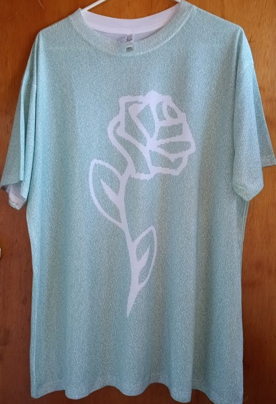 Ladies 2XL green/white rose Lithograph short sleeve shirt