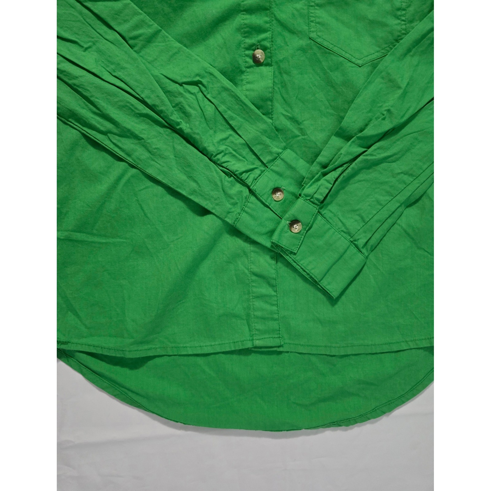 Sim & Sam Green Cotton Roll Tab Sleeve Button Down Shirt Small RN145239