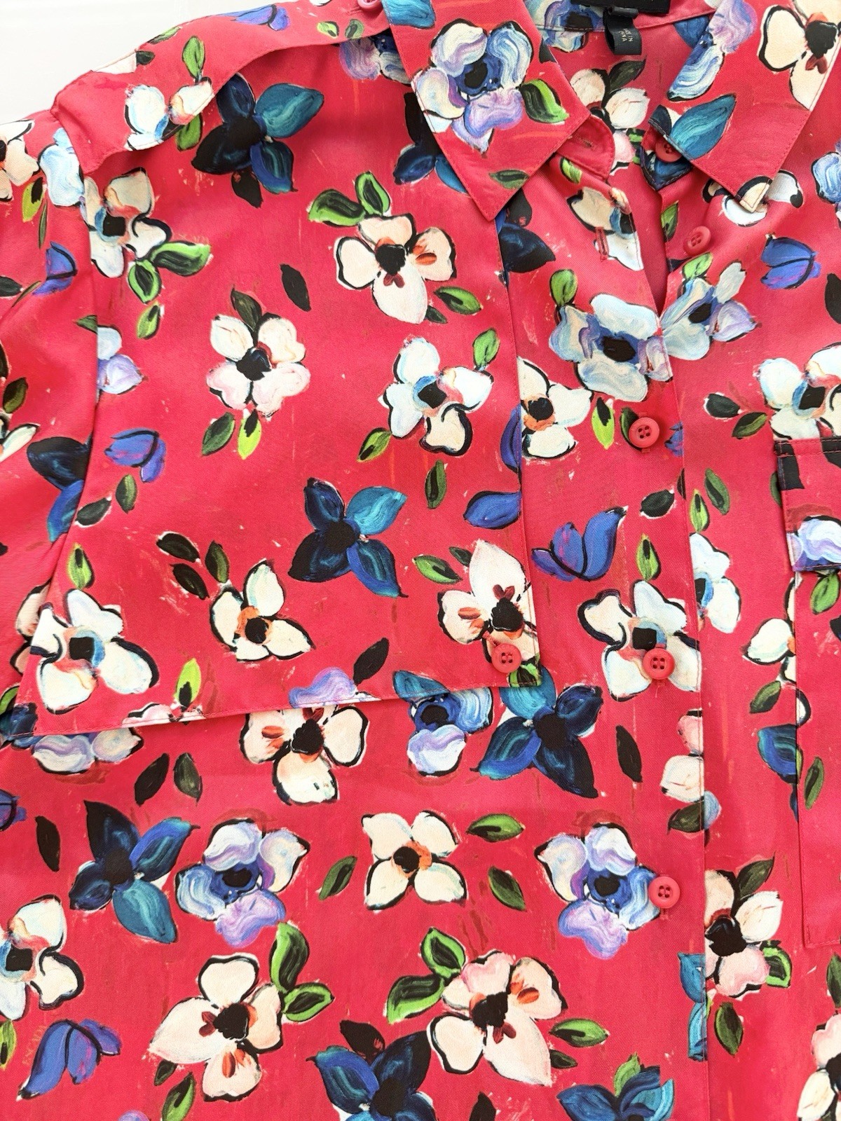 ESCADA Resort 2019 Floral Silk Blouse Oversized Women’s Sz 36 US 4-6 New
