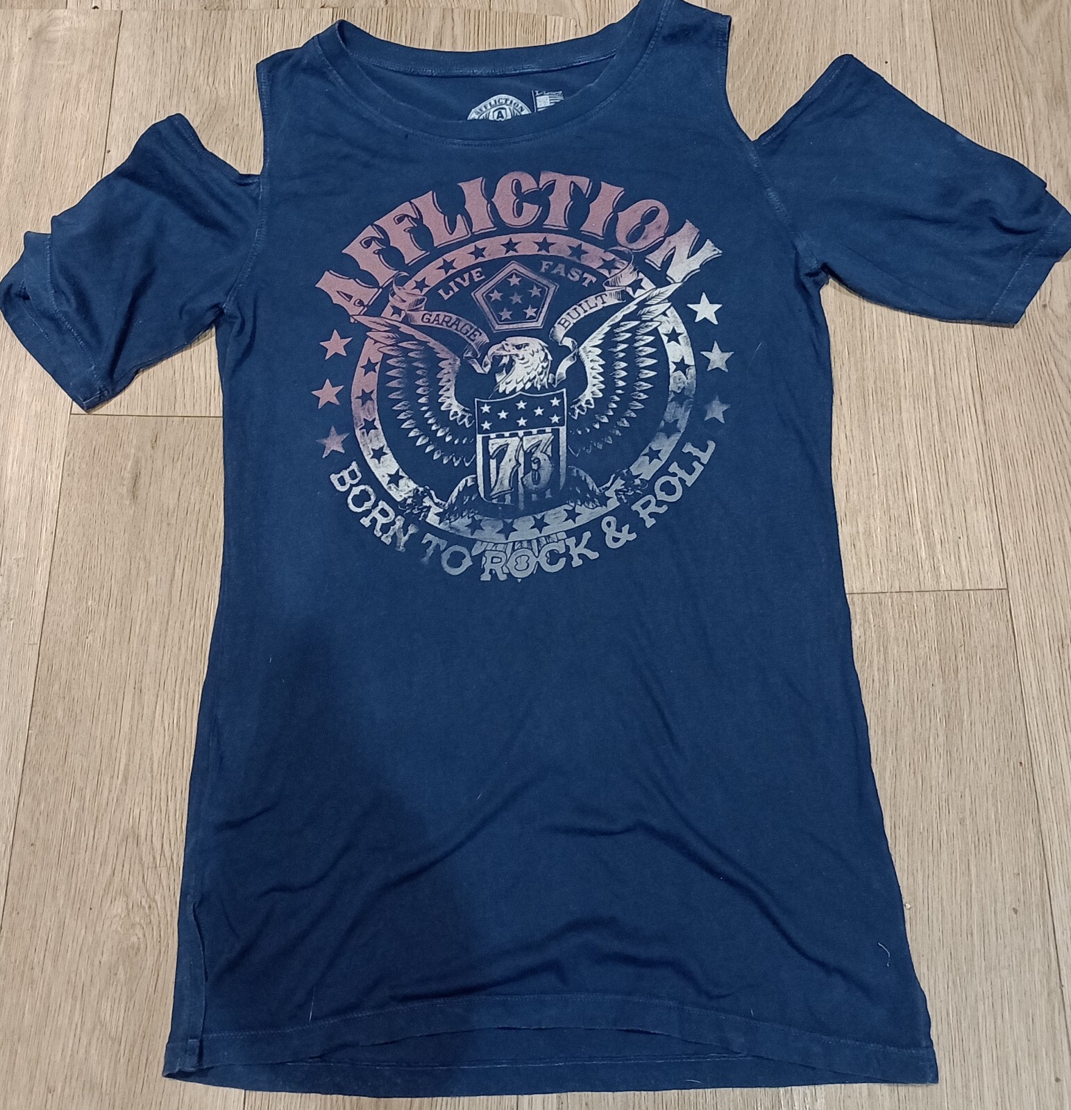 Affliction Womens XL Eagle Graphic Y2K T Shirt Retro Rock & Roll Biker