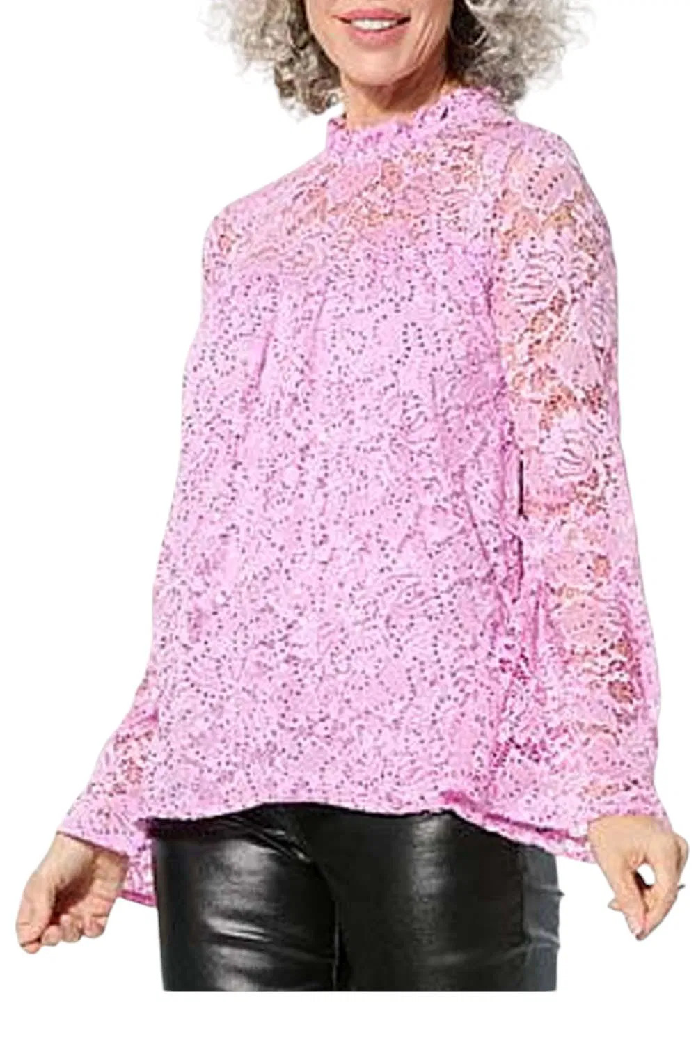 Christie Brinkley Women’s Sequined Lace Bell Sleeve Blouse Blush