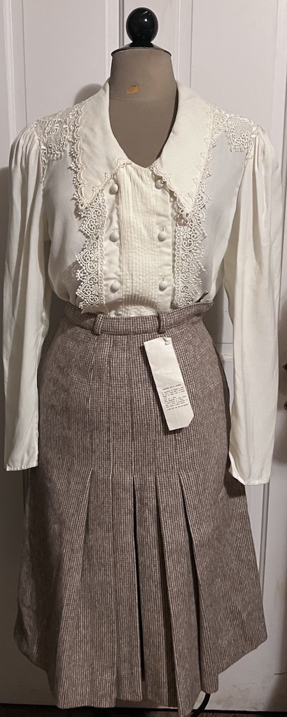 Vintage Victorian Scott McClintock Lace Blouse Pleated Double Button Sz 10 M L