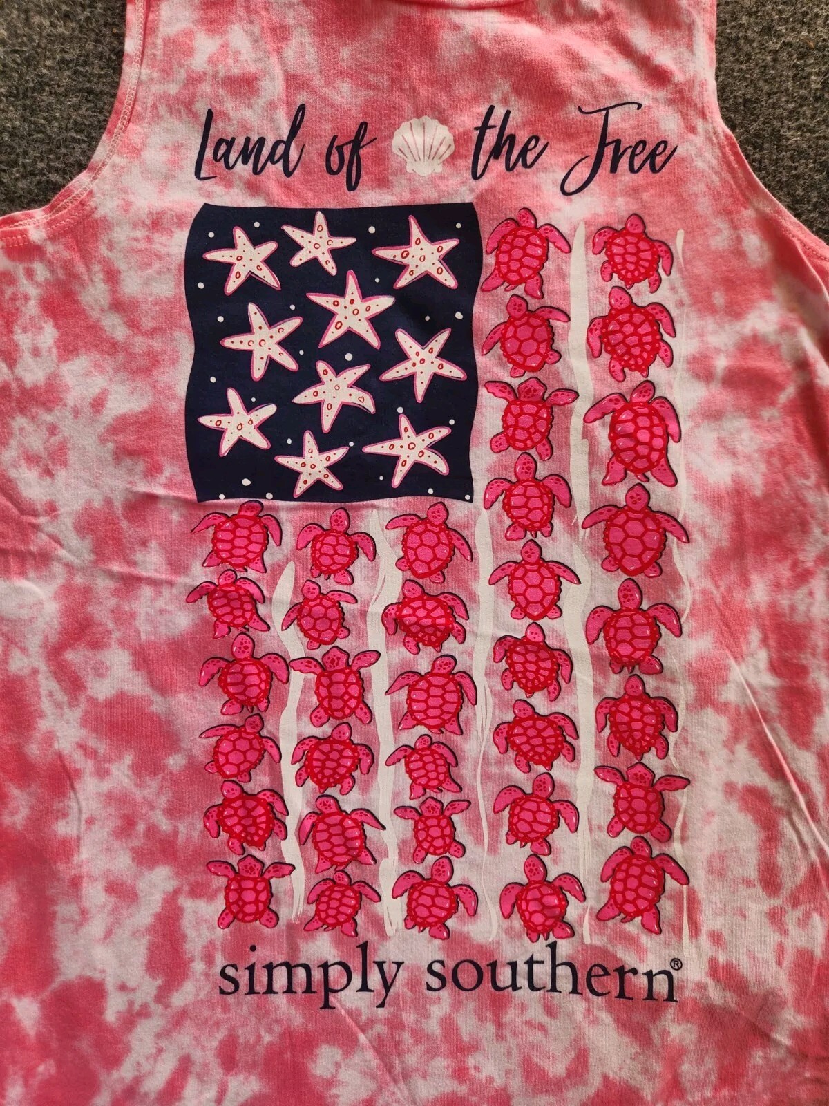 Simply Southern MEDIUM “LAND OF THE” Tye Dye Tank Top Closeout Design New W/tags