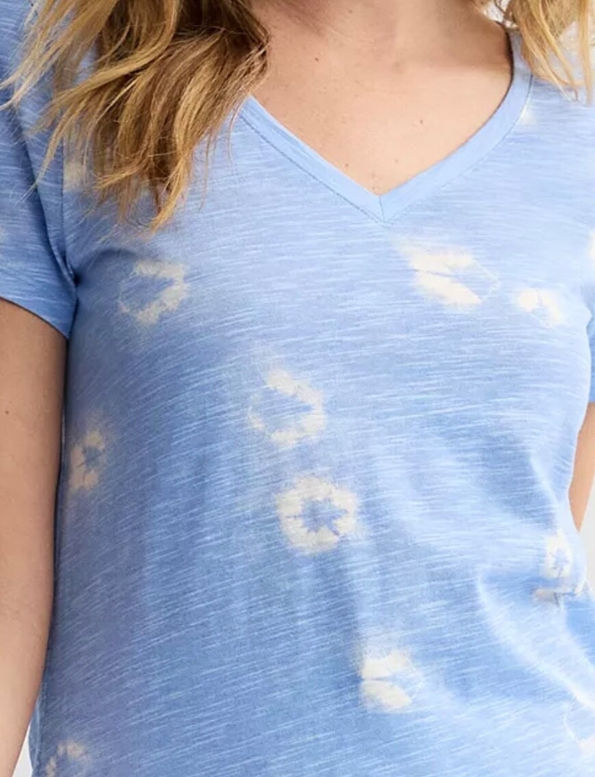SONOMA Goods V-Neck Tee Shirt Top Sz XL – Blue Dye Dot – New