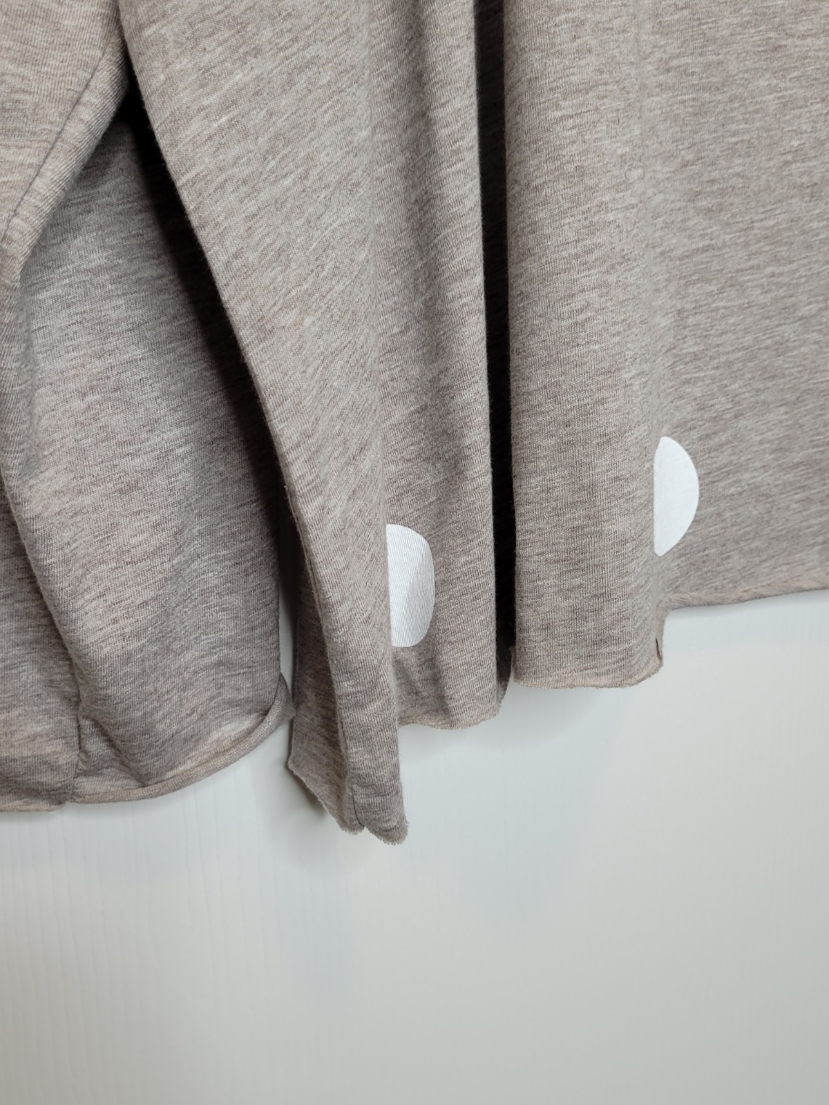 Planet by Lauren G Long Sleeve Boxy Tee One Size Gray Polka Dot Border NEW