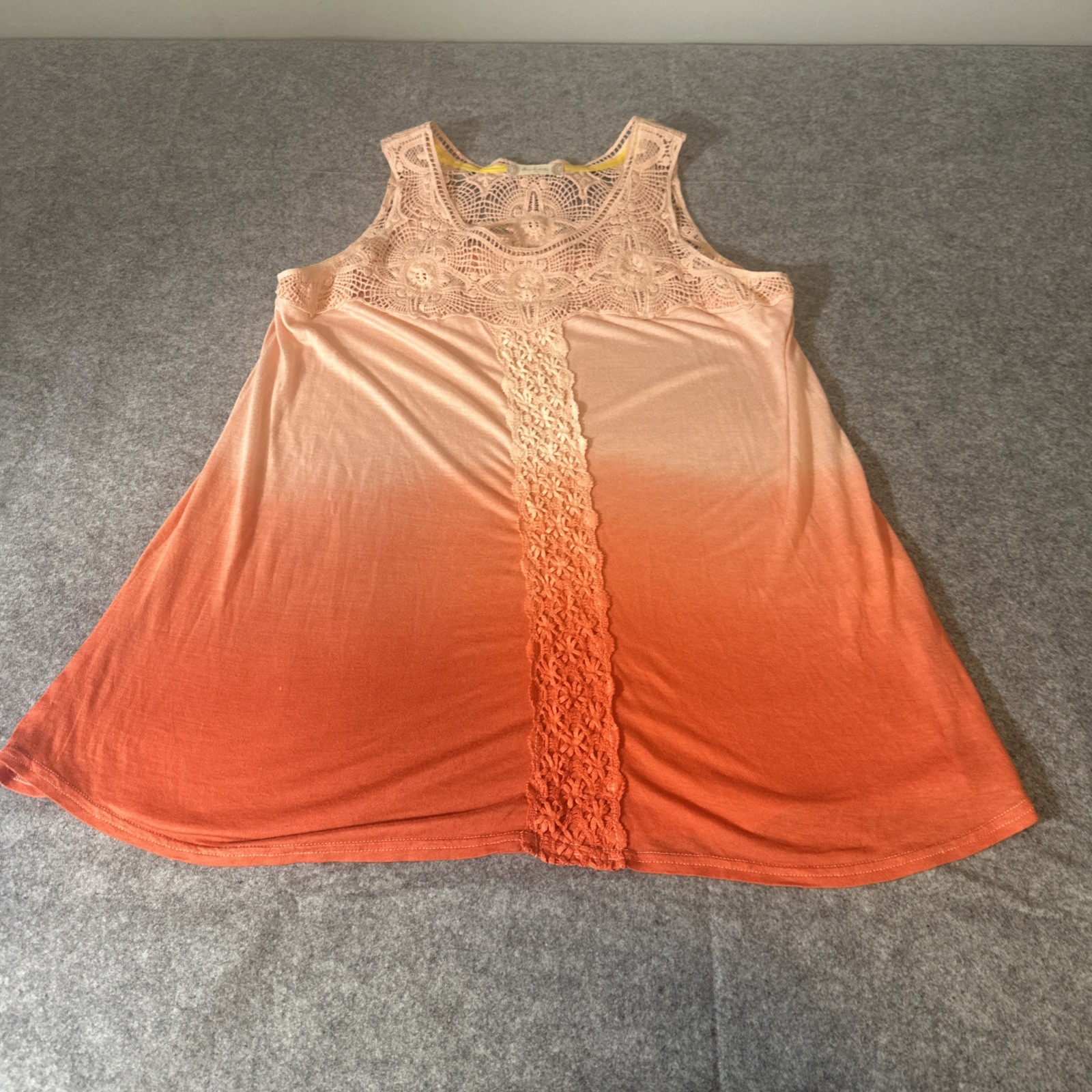 Altr’d State Crochet Tank Sleeveless Top Orange Peach Umbre Med Beach Boho