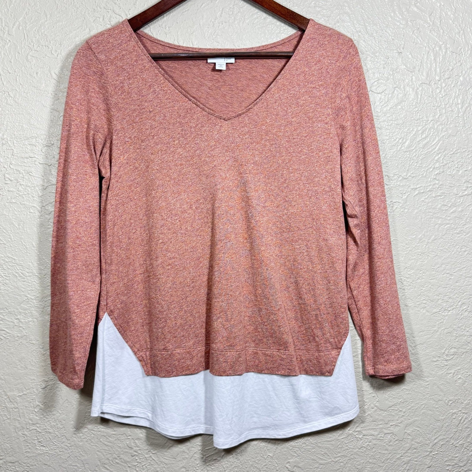 J Jill Top Blouse XS Petite Cotton Modal Artsy Normcore Lagenlook Asymmetric
