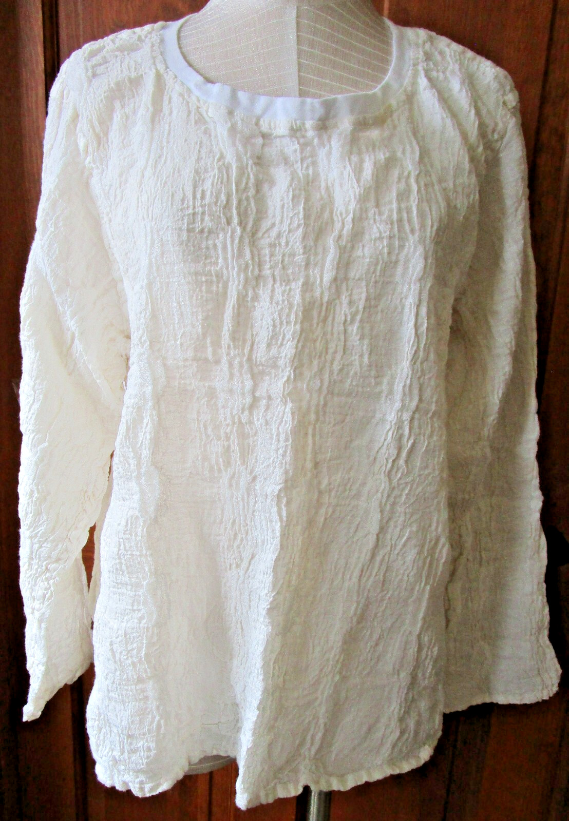 FLAX Designs Urbane Pullover L NWOT URBAN Cream Stretch Dot