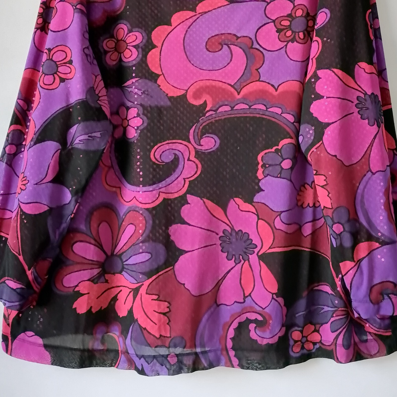 Carole Littles Womens Pink & Black Floral Paisley Print Blouse Top Size 2X