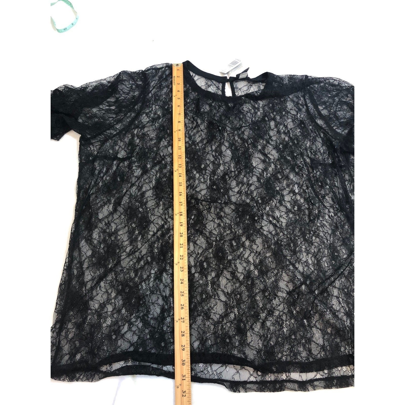 NEW Torrid Ruffle Sleeve Lace Tee Women Size 5 Black Sheer Keyhole Back Top