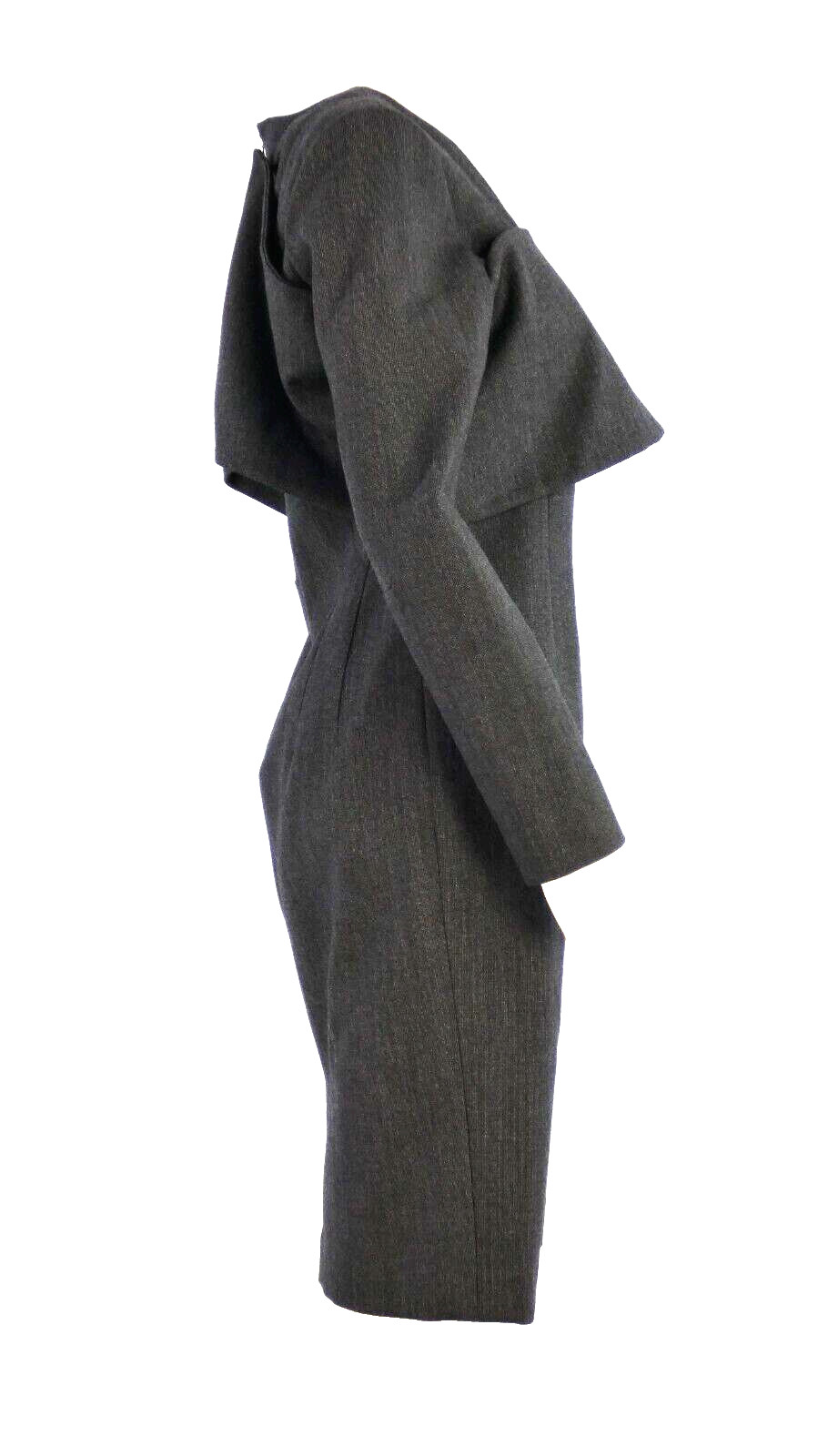 Jil Sander Dress Structured Back Overlay Vintage 1990s Charcoal Grey 40 UK 12 14