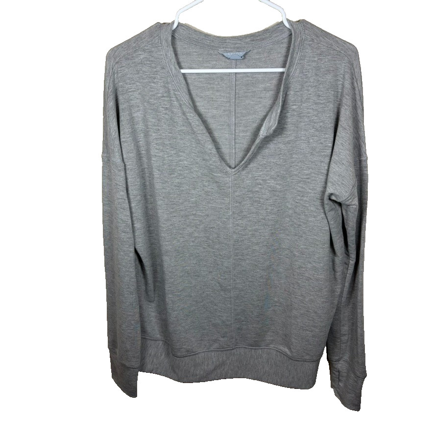 Caslon Casual Top Women’s Medium Gray Knit Pullover V-Neck Terry Sweater